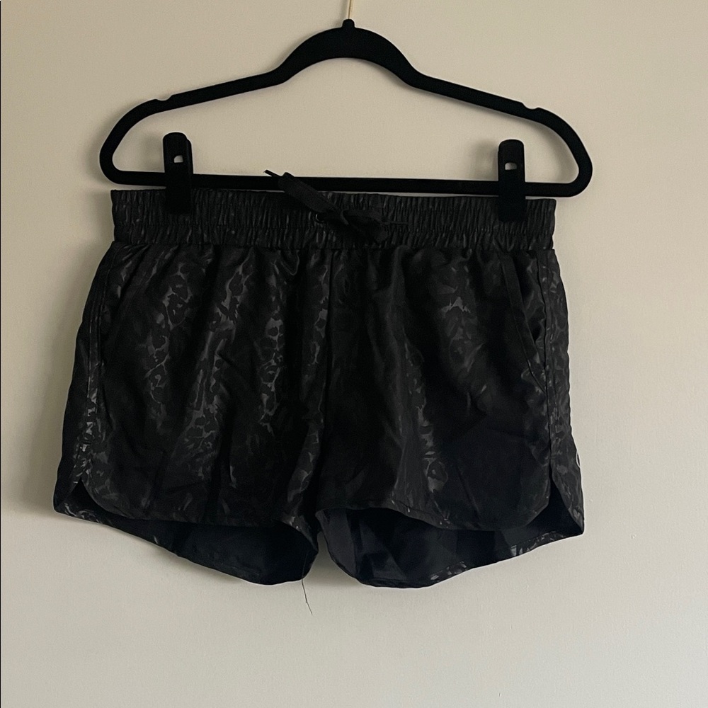 Elegant Black Patterned Women's Athletic Shorts